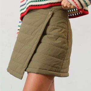 HYFVE Green Quilted Wrap Mini Skirt
